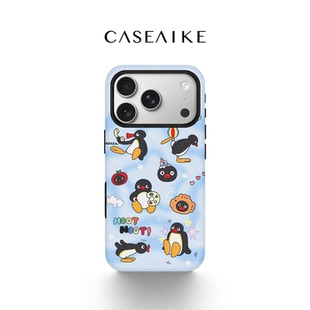 企鹅pingu适用苹果17promax手机壳iPhone16pro磁吸女新款15卡通14可爱13/12好看X潮流菲林二合一11防摔保护套