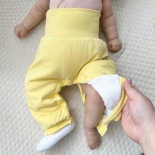 新生兒棉褲 寶寶高腰夾棉開扣褲 子嬰兒保暖褲 初生寶寶帶按扣秋冬季
