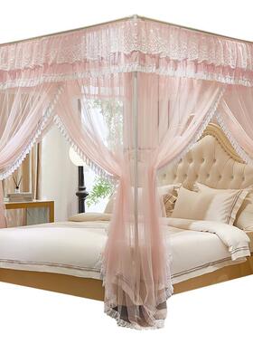 新款三开门落地宫廷蚊帐QY-6854主立风床幔1.公5.m18米柱支架1m2