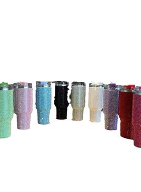 镶钻款04o空z手1柄汽车杯带手柄大容量冰霸杯真吸新管杯