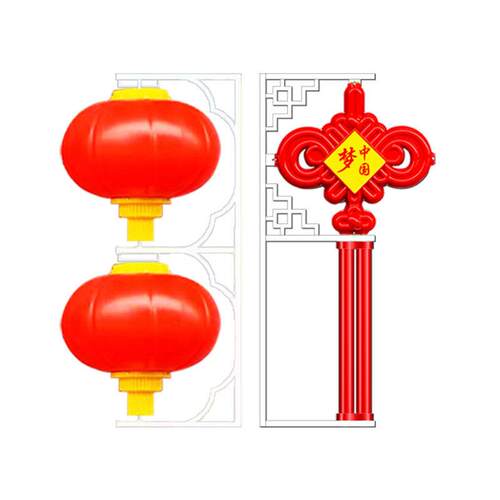 LED中国结路灯箱户外节日装饰农村文化街道氛围市电亮化灯杆灯笼