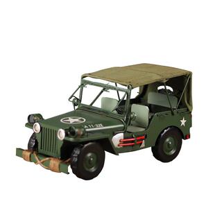 古美复式战带篷威利斯吉普车模型金属摆怀旧战车酒二639吧橱窗装