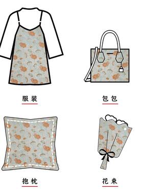 油画感橘蓝撞色金丝花朵抱枕雕垫蓬浮蓬裙靠包提花布料YS4022-y箱