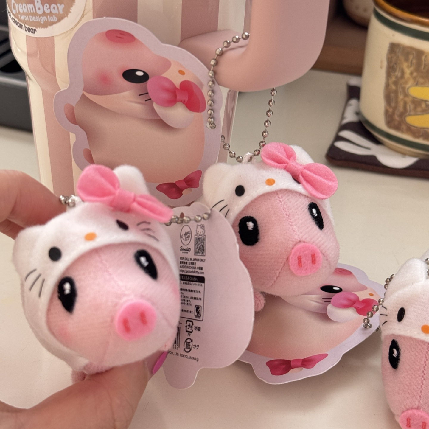 中古猪咪kitty猫毛绒小挂件可爱小猪玩偶书包挂饰迷你钥匙扣礼物