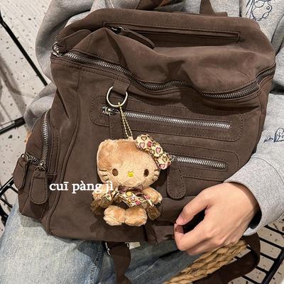 可爱豹纹辣妹黑皮KT猫毛绒挂件