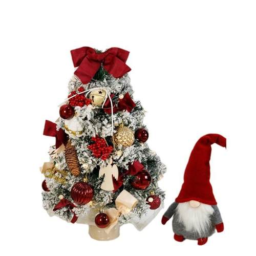 2023植绒桌面小圣诞树小型60cm花环门挂diy材料包套餐