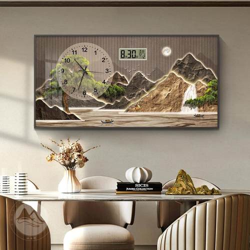 □电表箱装饰画2024新款带钟表感万年历遮挡配电箱客厅电闸挂