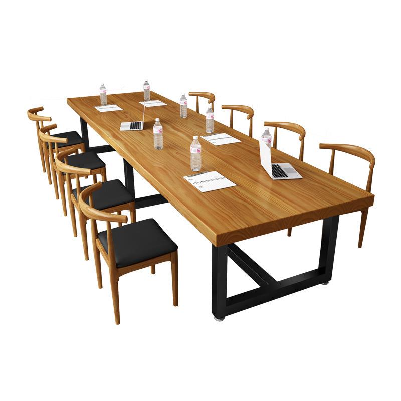 实木会议桌长条大桌loft工业风办公桌长桌子型洽谈椅组合长条桌