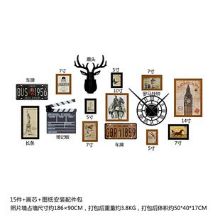 高分子2餐2464464古光照片墙LED灯带工业风复组合相框馆发装饰画