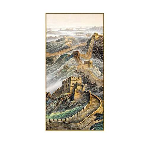 万里长城画靠山图办公室装饰画玄关走廊竖版山水国画酒店大堂挂画