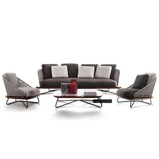 744北欧户外沙发庭沙院柚木沙发合藤组别墅藤编发露天花园户外家