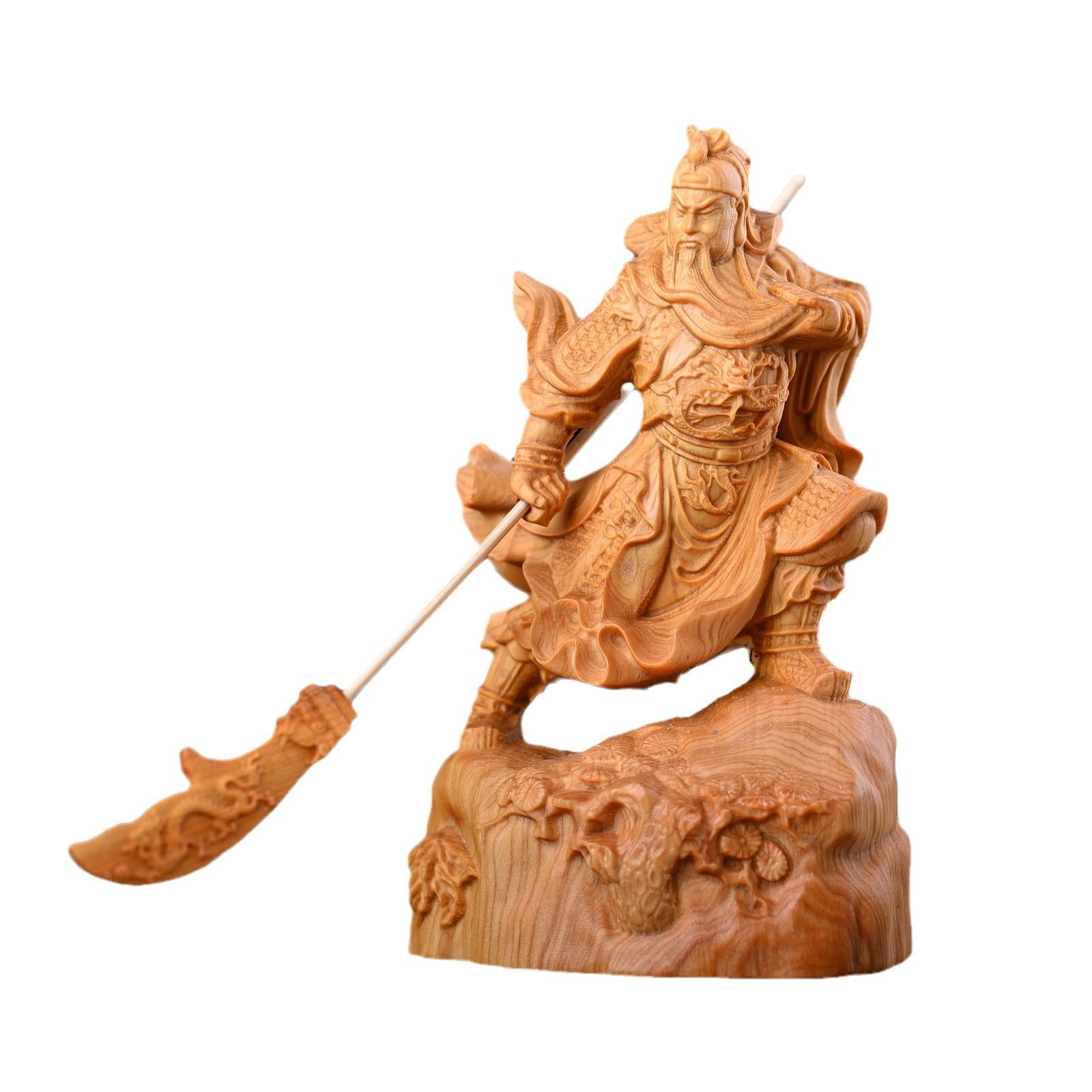 崖柏木雕刻关公神像实木家居玄关桌面武财神招财关二爷工艺品摆件