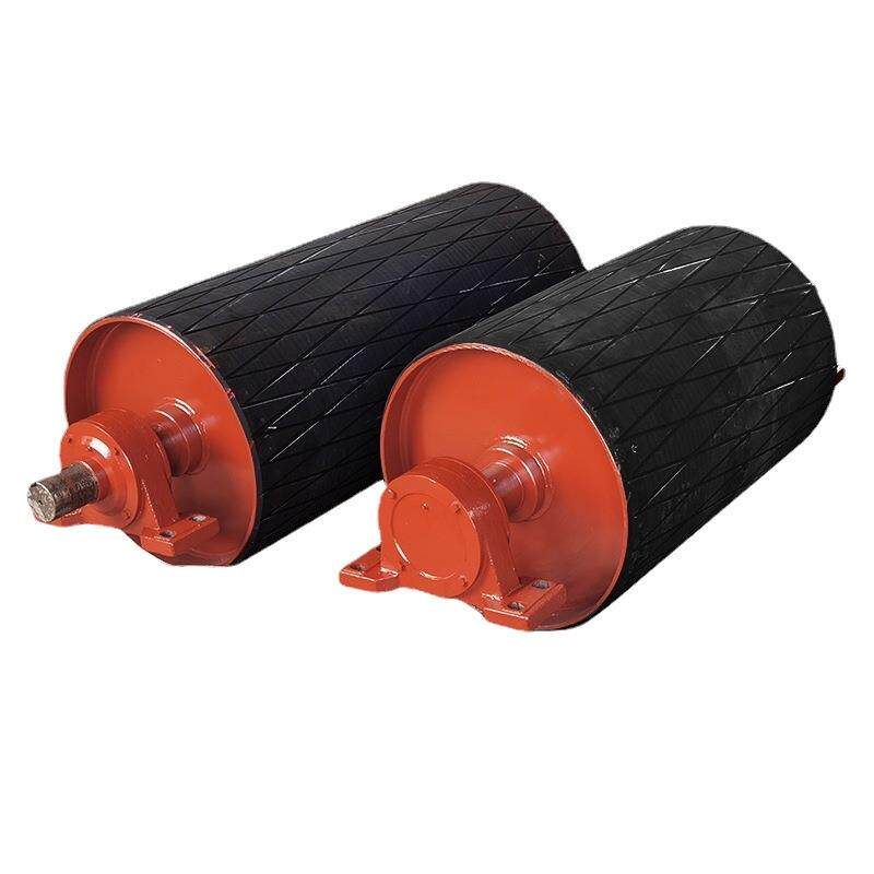厂家供应聚氨酯滚筒皮带机包胶改向传动滚筒铸胶输送带滚筒