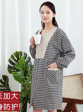 Θ韩版时防尚成衣人罩棉质工作用服女前扣F76MJT57围裙家厨房防水