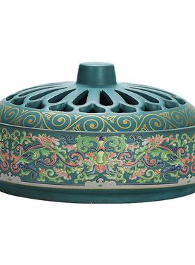 陶大号瓷香炉珐琅彩带盖防火GTU蚊香盒蚊盘香檀香薰香炉家居创意