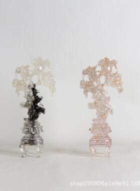 现极简透明代水电墨山石摆件售PZ364楼处样板房客厅脂视柜树工艺