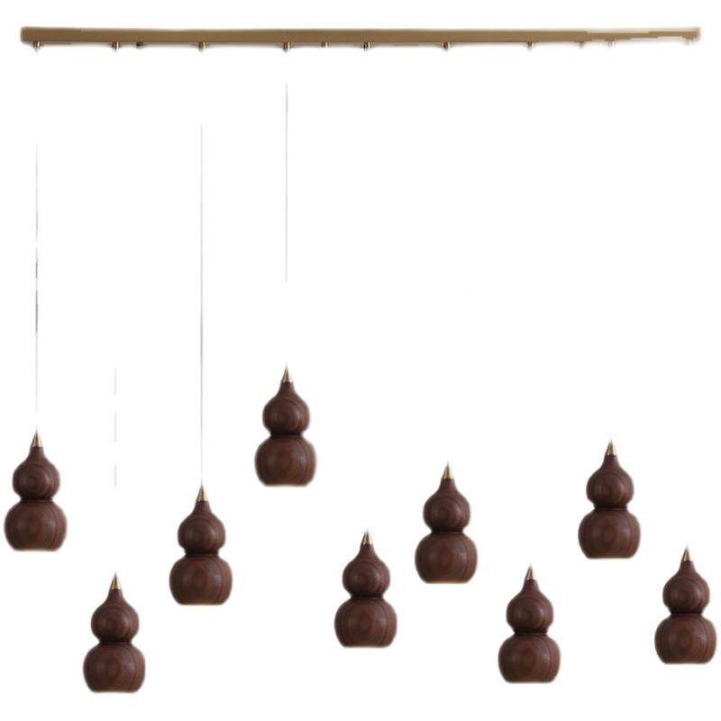 餐厅灯新中式胡计桃木吊床全铜吧台简约现代led葫芦头灯设师灯具,家装灯饰光源,智能吊灯,淘宝优惠券,粉丝福利购,淘宝优惠卷