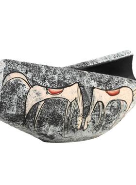 新中式现代诧寂手RUF风陶瓷水墨工绘样板间售楼画弧线处插花装饰