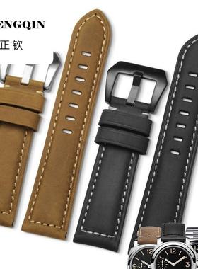 适用代用沛纳海表带 牛皮真皮表带男441同款同款ray手工手表带PAM