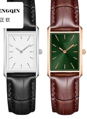 适用真皮手表带男女款方形手表牛皮表带代用浪琴卡西欧美度手表带