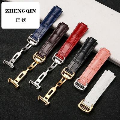 适配卡地亚表带真皮女Cartier蓝气球手表表带女 凸口小牛皮表带男