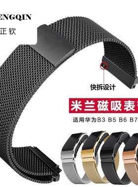 适用华为B6手环表带B7米兰磁吸表链B5同款夏季B3男女高级手表带