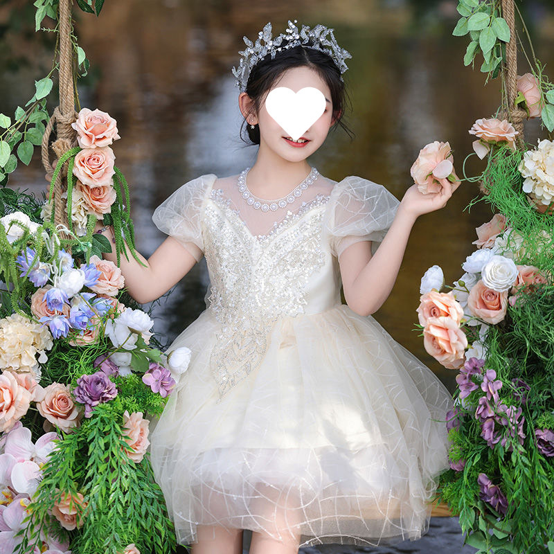 女童礼服高端钢琴演奏花童主持人小女孩儿童公主生日钢琴演出服