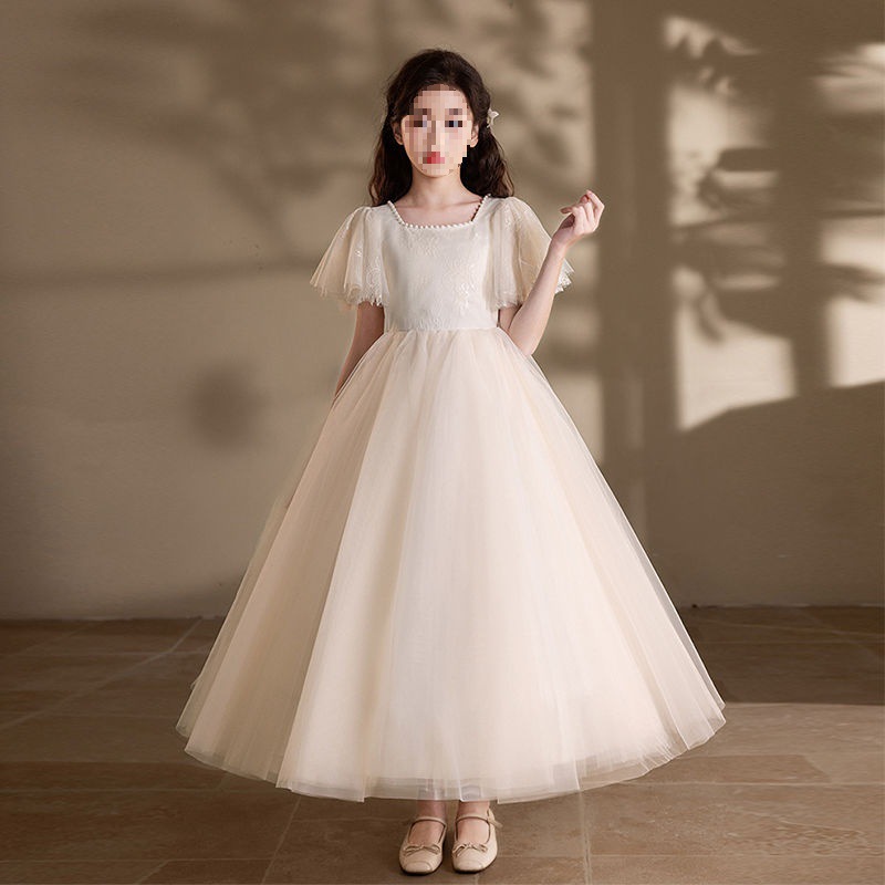 女童婚纱公主裙大童钢琴演奏礼服儿童主持人演出服生日2025新款