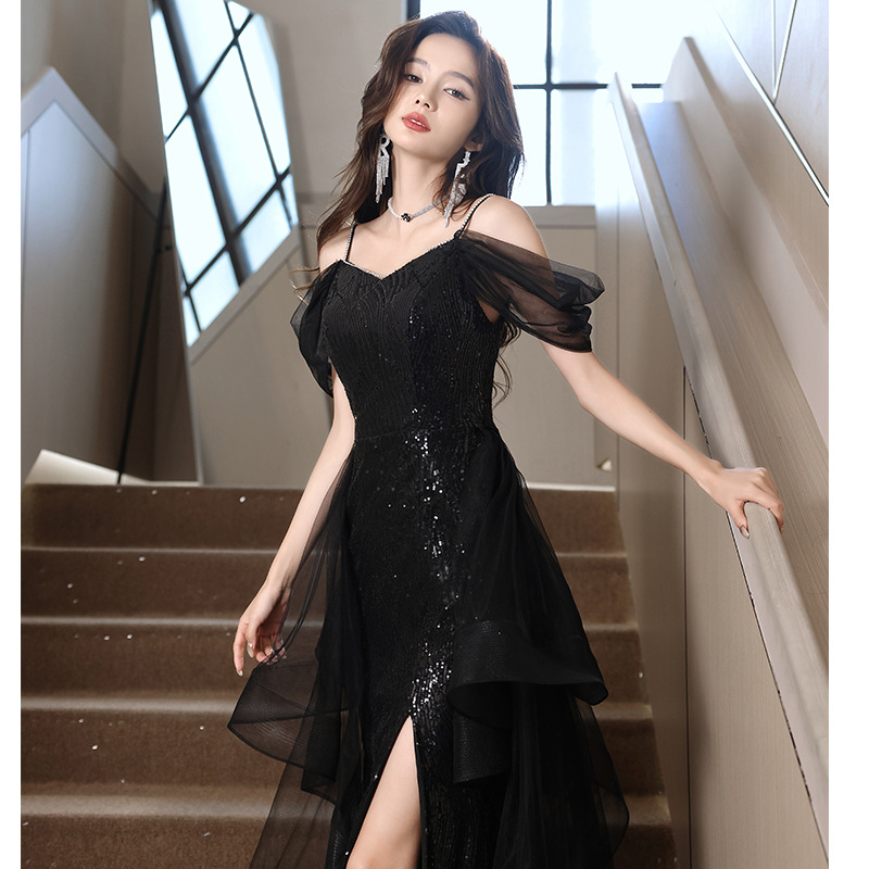 吊带黑色晚礼服女2025新款高级感名媛连衣裙轻奢小众高端性感