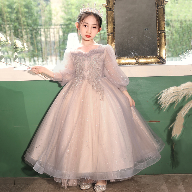 女童晚礼服生日轻奢小众高端走秀女孩主持人钢琴演出服儿童公主