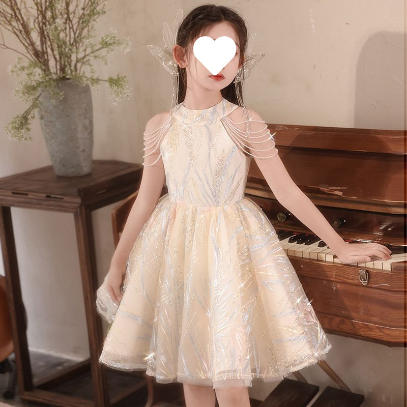 2025夏季新款高端儿童礼服连衣裙轻奢洋气女童主持人公主蓬蓬裙