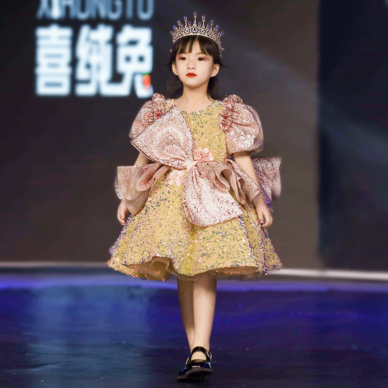 女童礼服公主裙2025新款气质儿童走秀女孩生日主持钢琴演出服