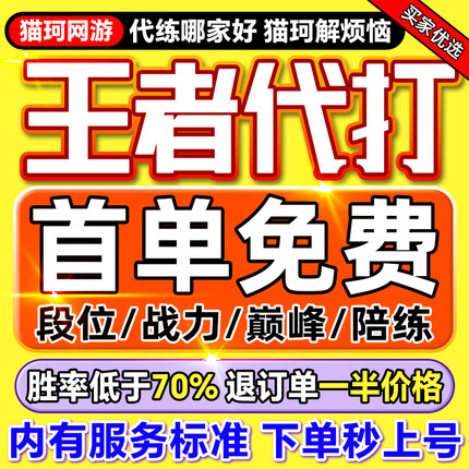 【首单免费】王者荣耀代打代练排位上分带练段位上星战力指定巅峰