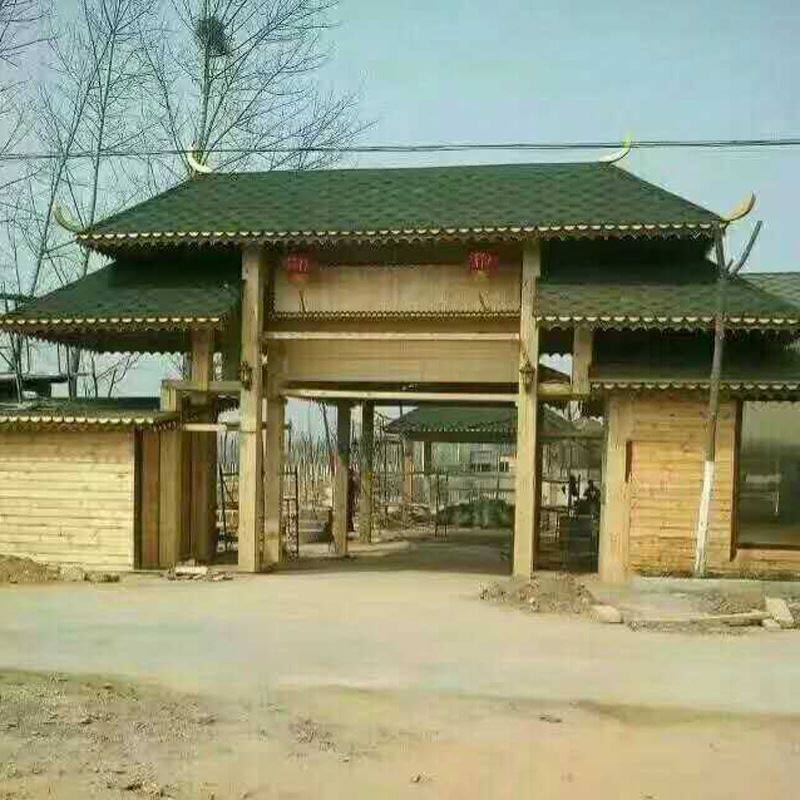 户外防腐木木牌坊木质景观工程牌坊碳化木古建牌坊景观牌楼