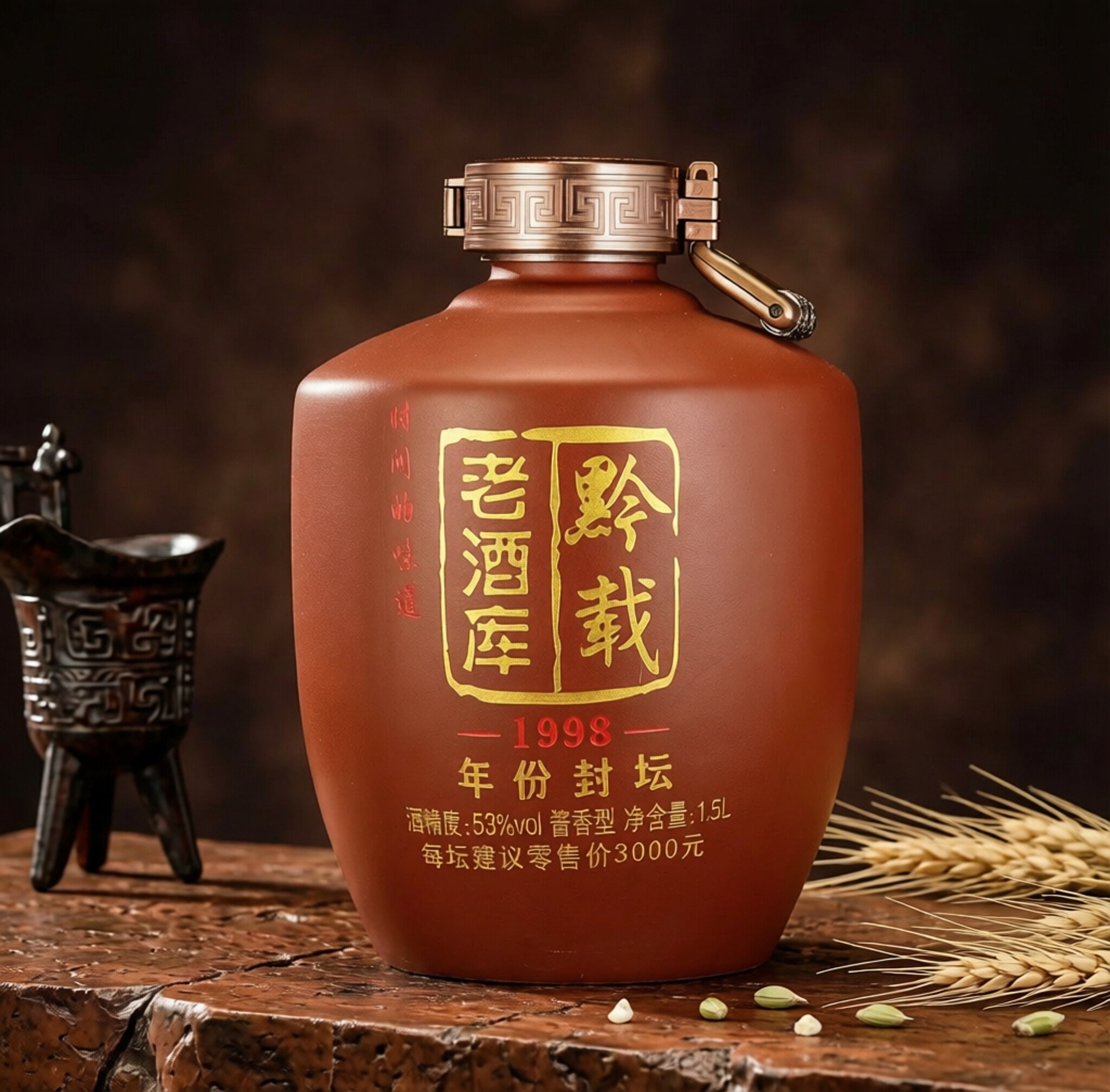 黔载老酒库1998年份封坛酱香型白酒53度2.5L坛装纯粮坤沙送礼收藏