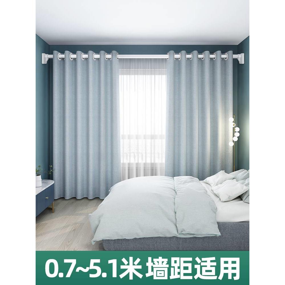 免打孔安装窗帘杆可伸缩窗帘支架罗马杆轨道加厚铝合金弹簧杆单杆
