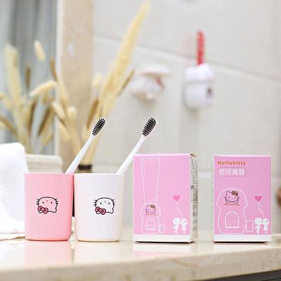 Kitty牙刷置物架刷牙杯洗漱口杯套装免打孔卡通可爱自动挤牙膏器