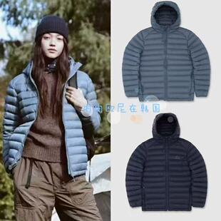 现货韩国urbanic30 25冬季新款鹅绒轻巧排骨修身连帽羽绒服外套女