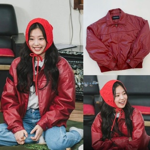 现货 Polysooem 金智妮 JENNIE同款复古美式PU皮衣机车夹克外套女