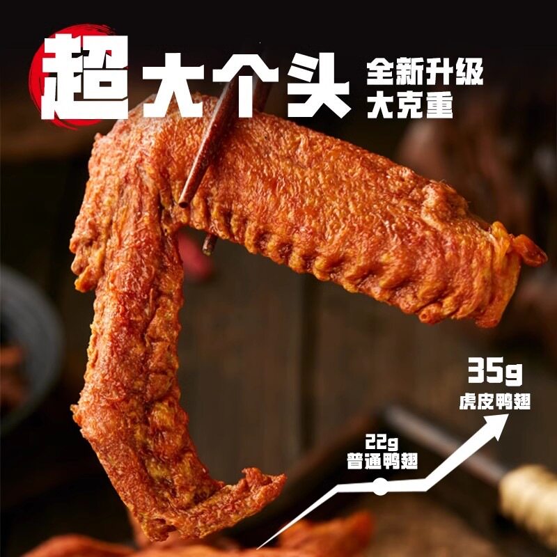 小石头氮气虎皮大鸭翅开袋即食卤味解馋零食包装追剧夜宵香辣鸭肉