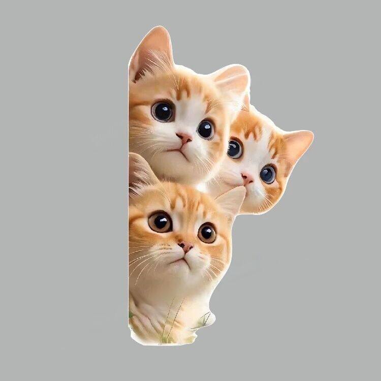 超萌猫咪贴画自粘车贴划痕遮挡卧室门窗衣柜墙面破洞遮丑装饰贴纸