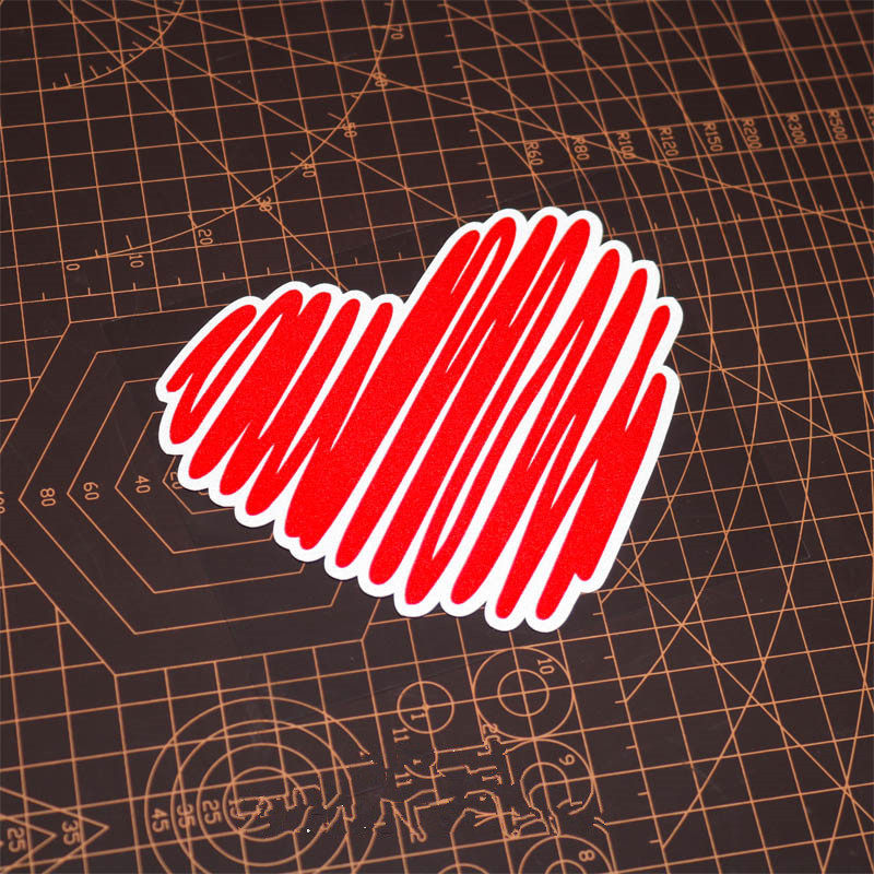 汽车个性创意简笔画涂鸦爱心贴纸电动车摩托车划痕贴反光装饰车贴