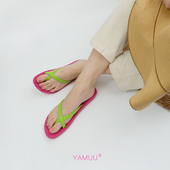 YAMUU 外穿居家防滑防水洗澡沙滩夹脚时髦人字拖女 吖木泰国进口