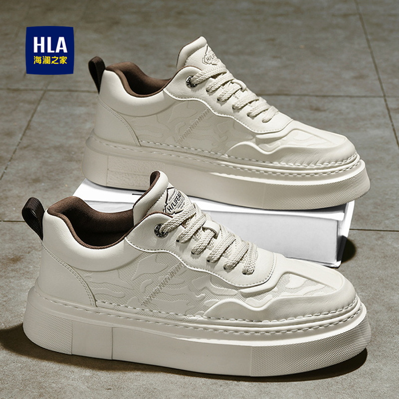 海澜之家鞋子男秋季潮流百搭休闲小白鞋增高运动板鞋加绒保暖棉鞋
