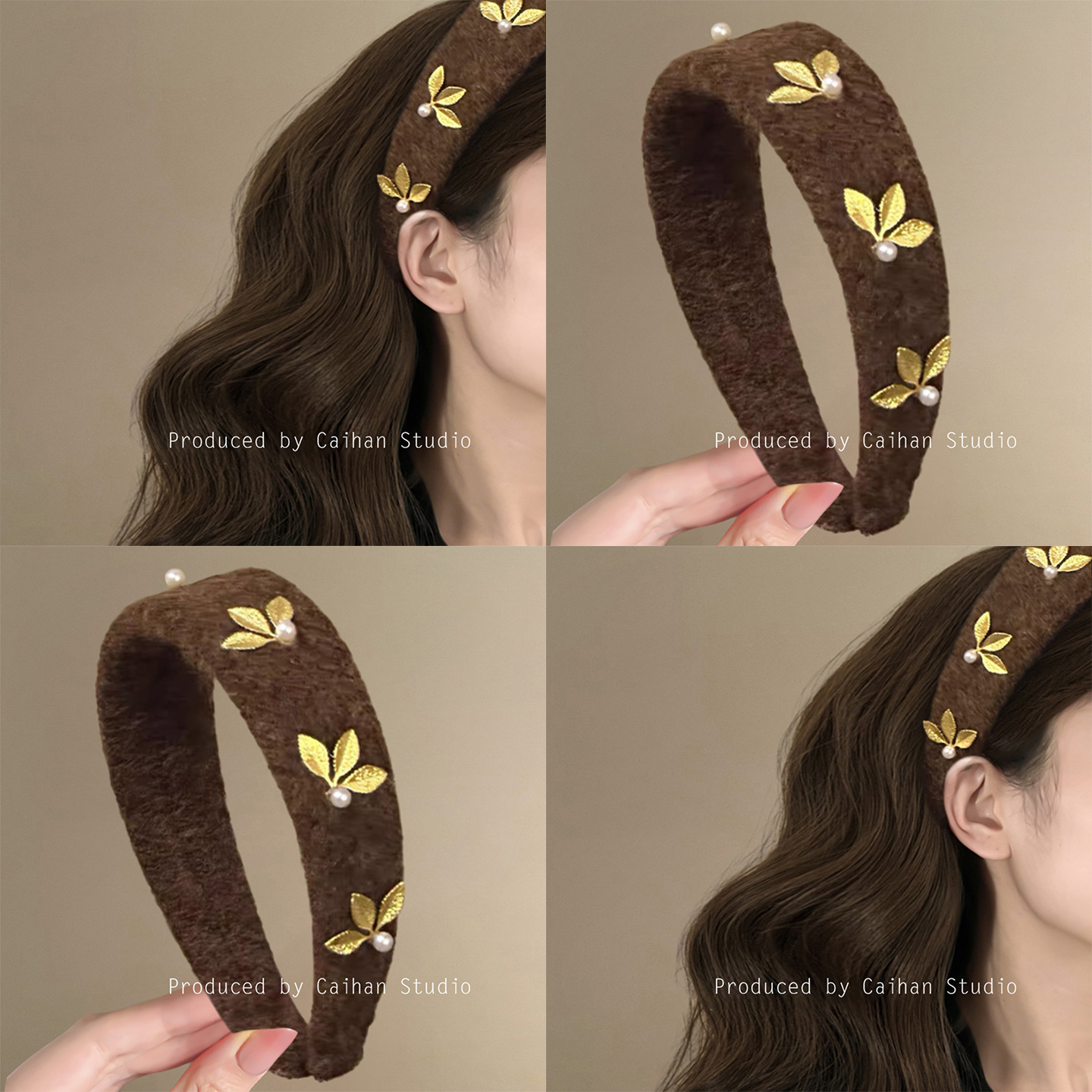 秋棠金叶~复古美拉德毛呢发箍高级感洋气时尚高颅顶头箍旅行发卡