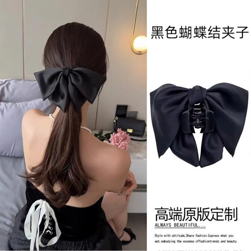 黑色超大蝴蝶结头饰发夹后脑勺大号抓夹女2025新款法式高级感发饰