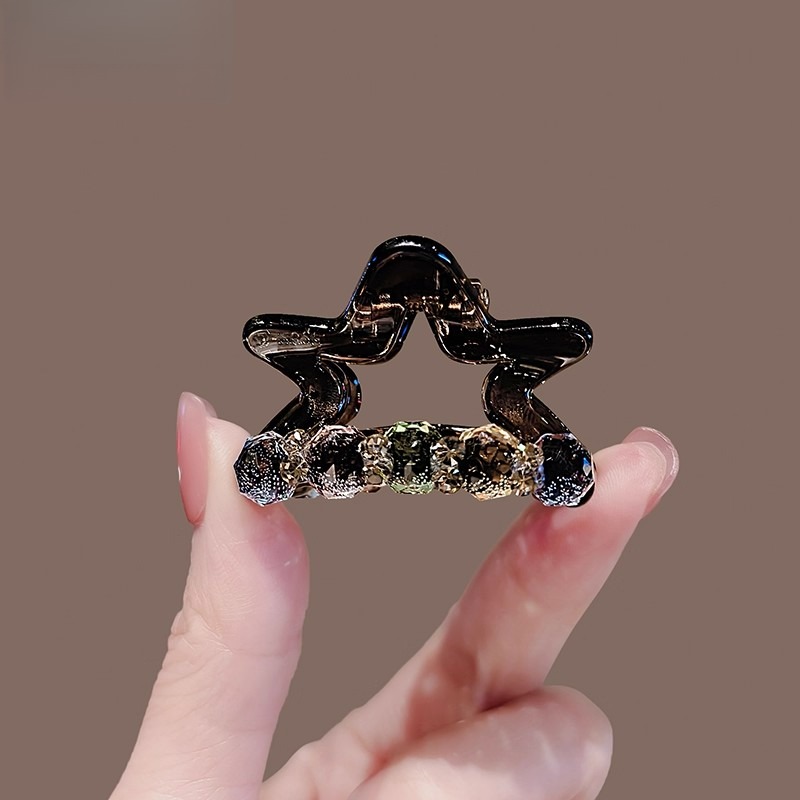 轻奢水钻五角星发夹女抓夹高级感后脑勺中号盘发鲨鱼夹发量少夹子