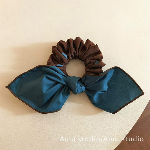 韩系蓝色大蝴蝶结大肠发圈女气质扎头发丸子头发绳低马尾头绳皮筋