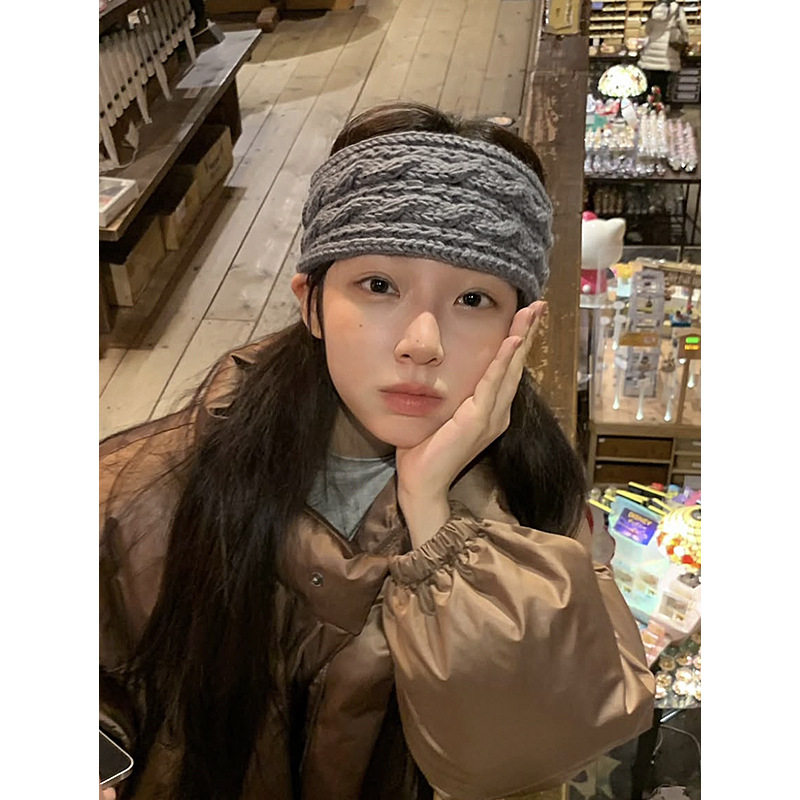 侧面cm韩国毛线发带麻花针织发带女秋冬洗脸运动宽边发箍头套发饰