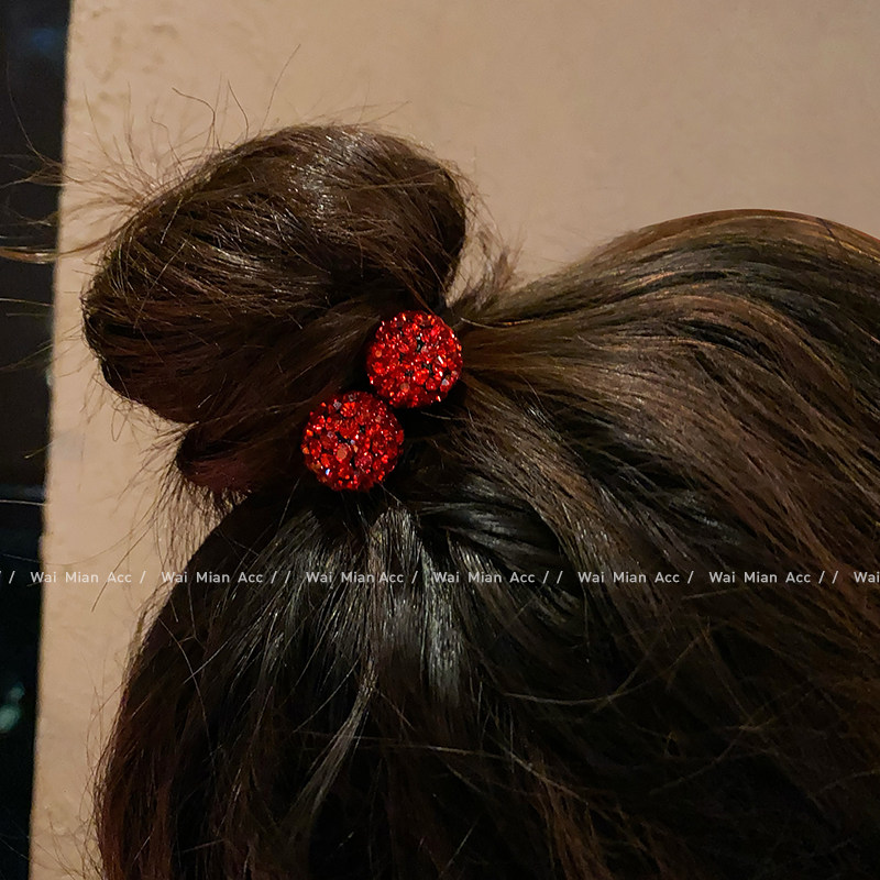 朵儿朵~气质时尚红色小球发绳女